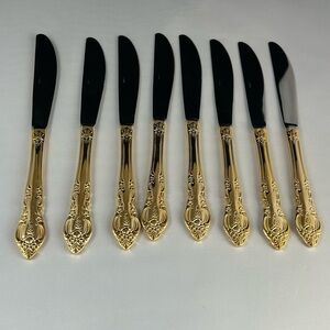 Estia Grenada Gold Electoplate Butter Knives Set of 8 Luxury Flatware